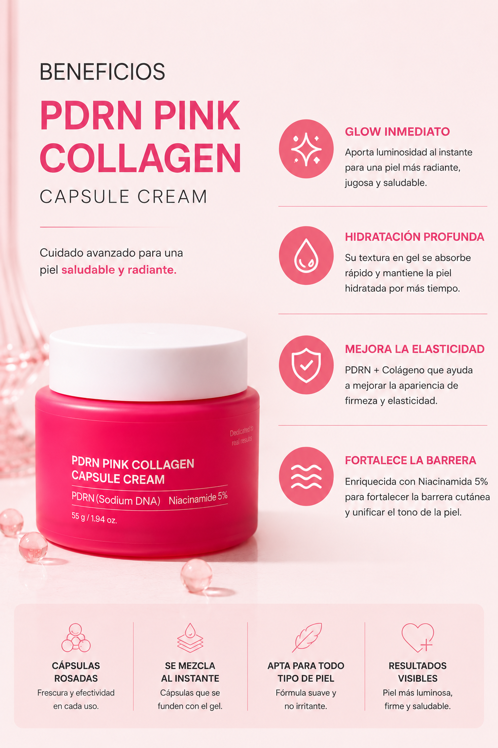 K-Beauty · PDRN + Colágeno en cápsulas