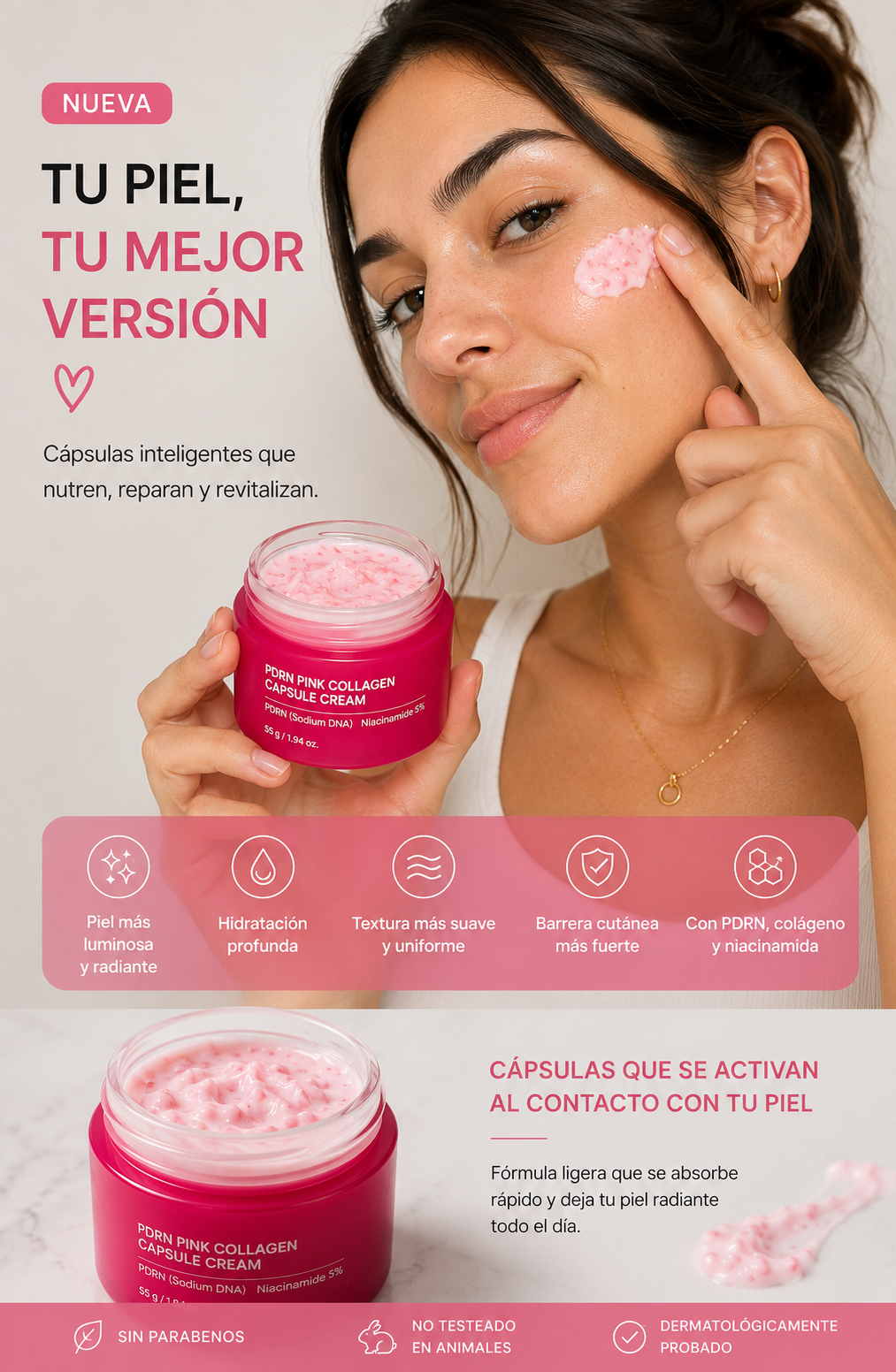 K-Beauty · PDRN + Colágeno en cápsulas